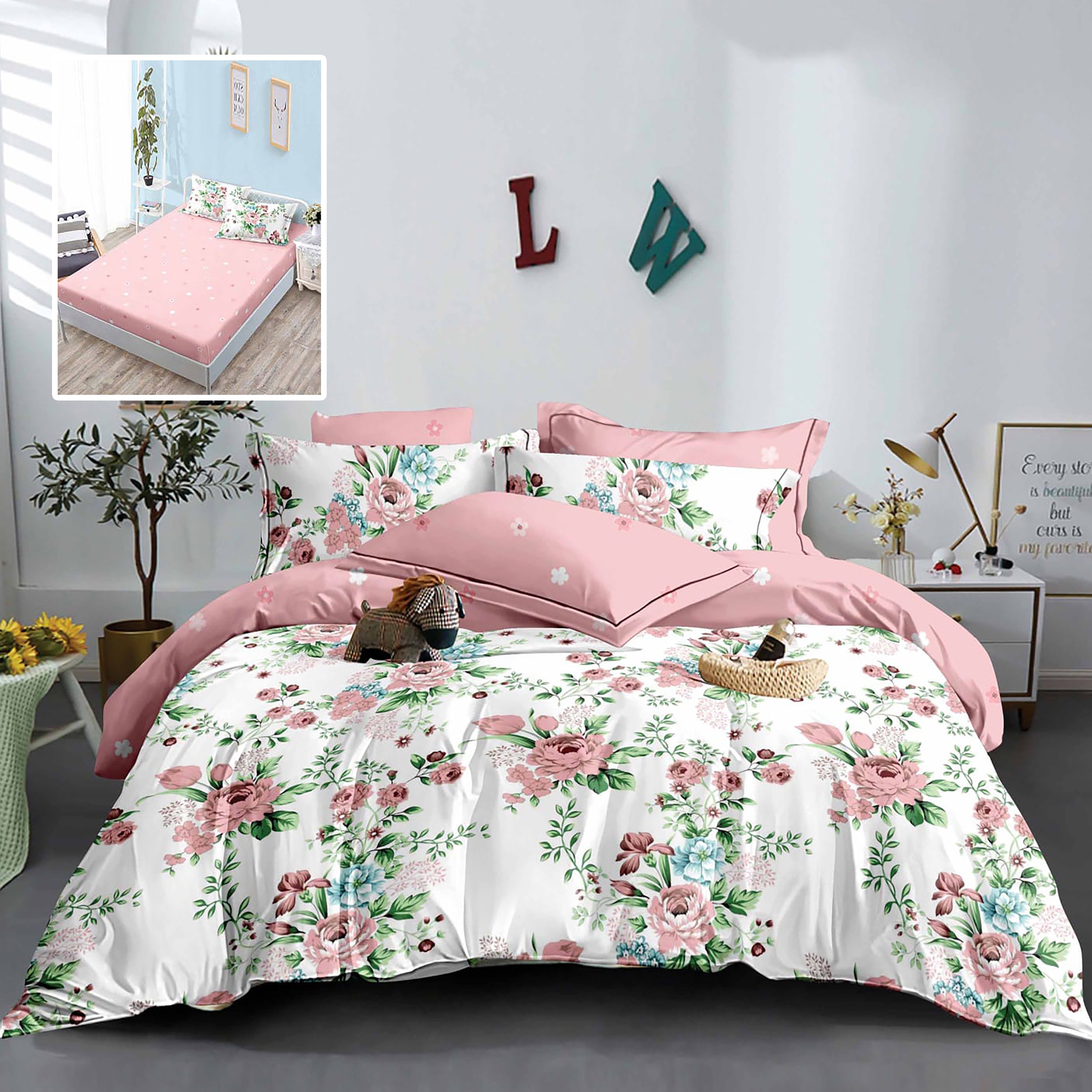 LENJERIE FINET 6 PIESE CU HUSĂ - 160x200 ȘI 180x200 (HF6P225)